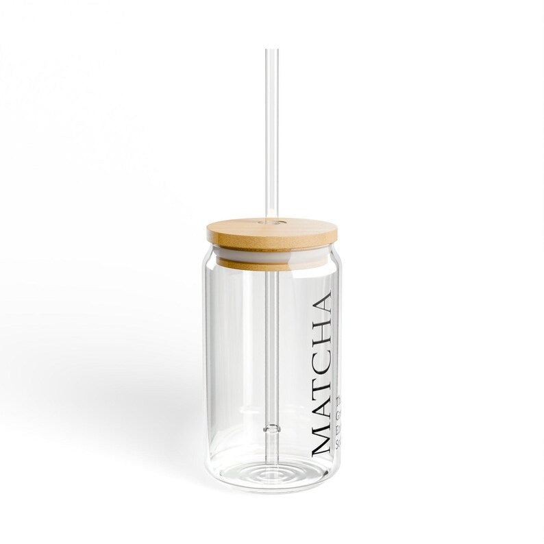 Moskai Black 16oz Matcha Sipper Glass – Trendy Hydration Tumbler