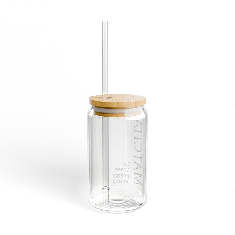 Moskai Black 16oz Matcha Sipper Glass – Trendy Hydration Tumbler