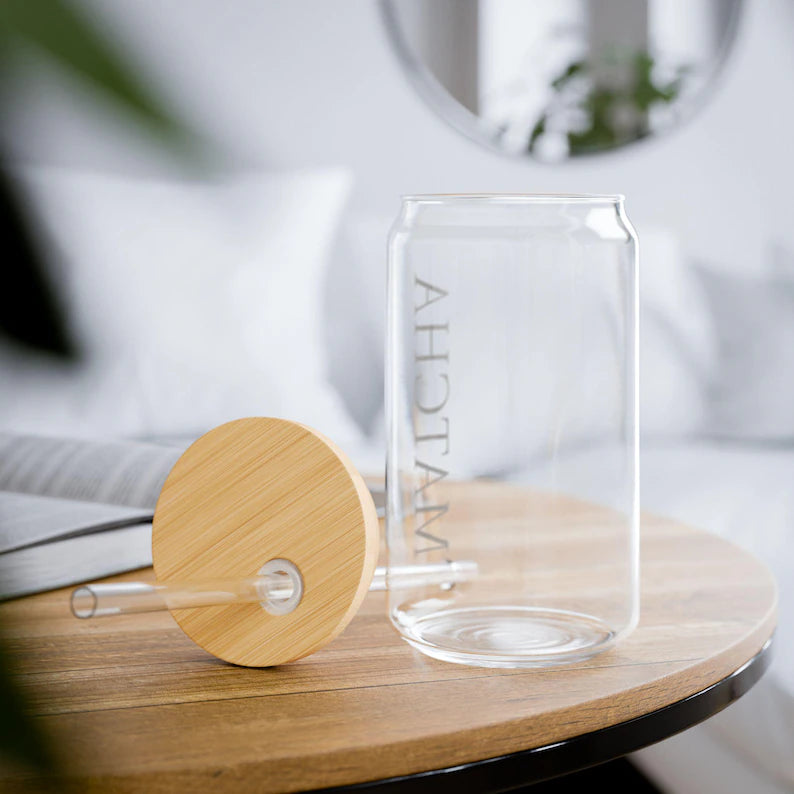 Moskai Black 16oz Matcha Sipper Glass – Trendy Hydration Tumbler