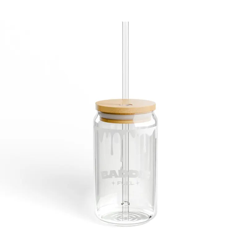 Moskai Baddie Fuel Iced Coffee Glass Cup with Bamboo Lid & Reusable Straw – Aesthetic Clear Tumbler
