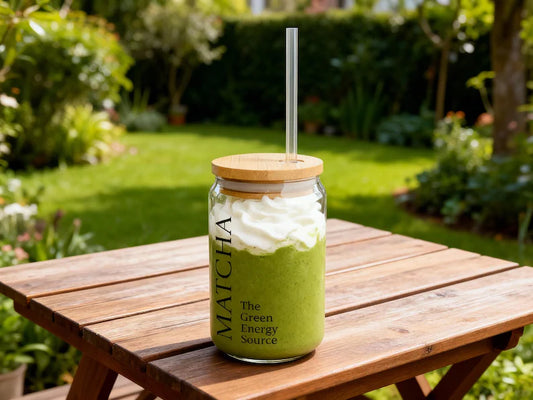 Moskai Black 16oz Matcha Sipper Glass – Trendy Hydration Tumbler