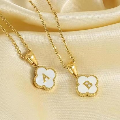 Moskai Lucky Clover Leaf Personalized Initial Enamel Pendant