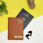 Personalized Tan Brown Passport Cover With 4 Card Slots