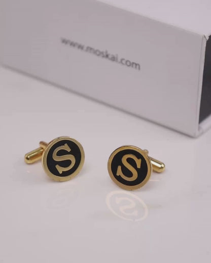 MOSKAI Luxury Personalized Initial Cufflinks for Modern Professionals | Custom Enamel Cufflinks