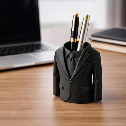 Moskai 3D Suit Executive Pen Stand for Men | Creative Office Desk Organizer Pen Holder