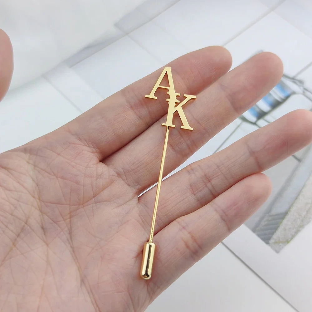 Custom Initial Name Lapel Pin - Bespoke Metal Letter Brooch for Grooms, Brides & Professionals