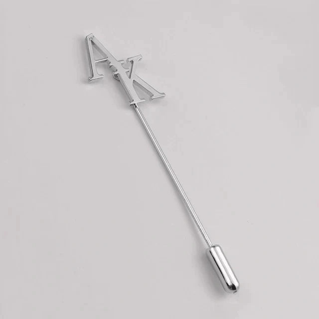 Custom Initial Name Lapel Pin - Bespoke Metal Letter Brooch for Grooms, Brides & Professionals