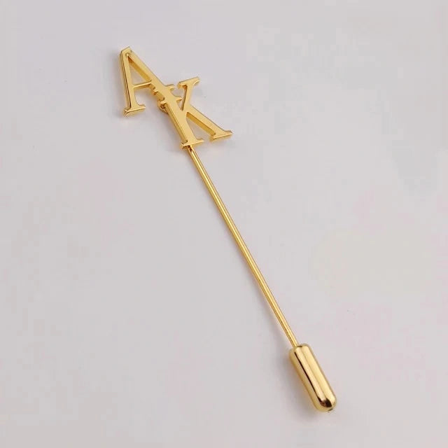 Custom Initial Name Lapel Pin - Bespoke Metal Letter Brooch for Grooms, Brides & Professionals