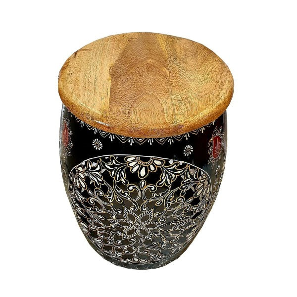 Mosaki Round Black Hand-Painted Nesting Coffee Table Set of 5
