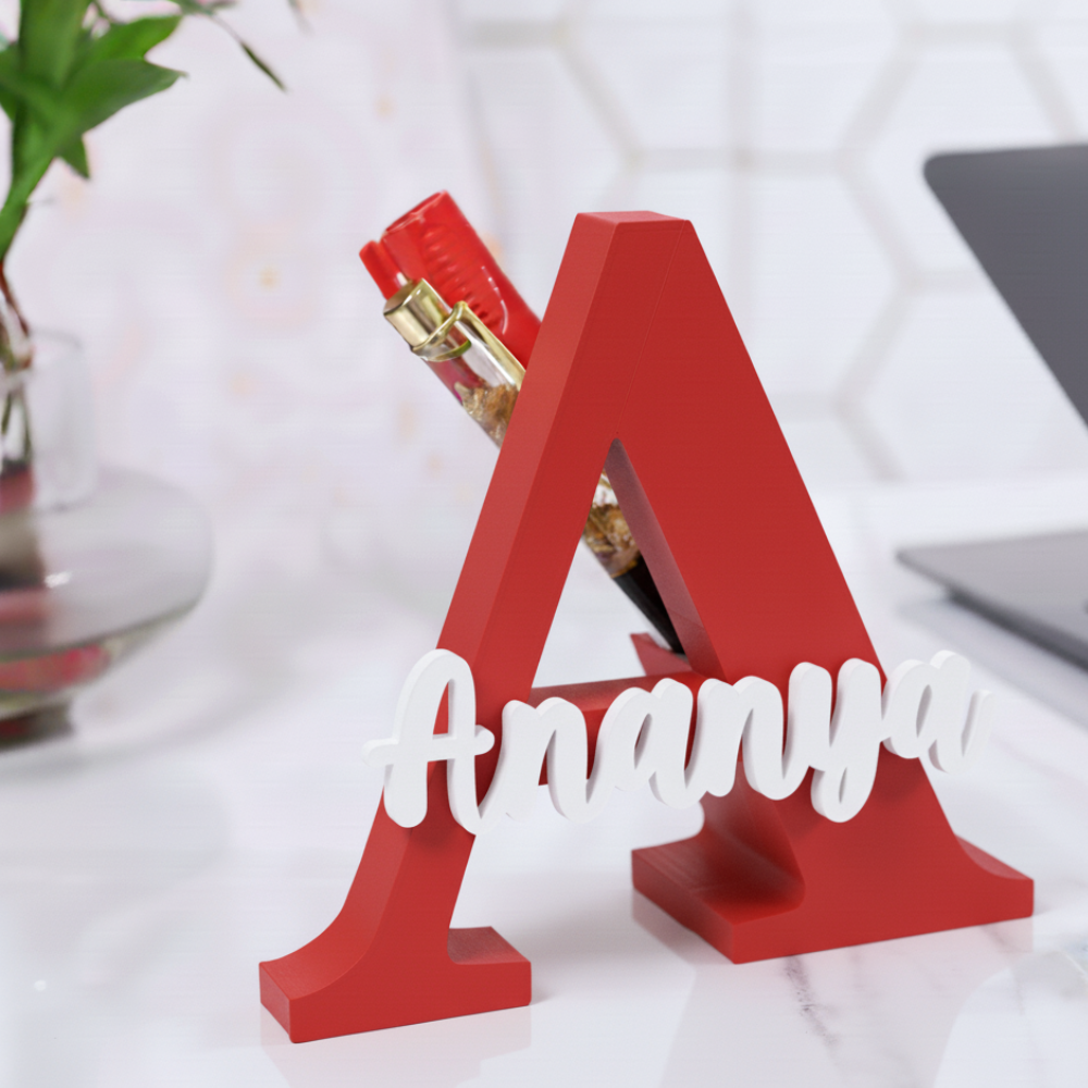 Moskai Name Customised 3D Pen Stand Initial Letter Pen Holder