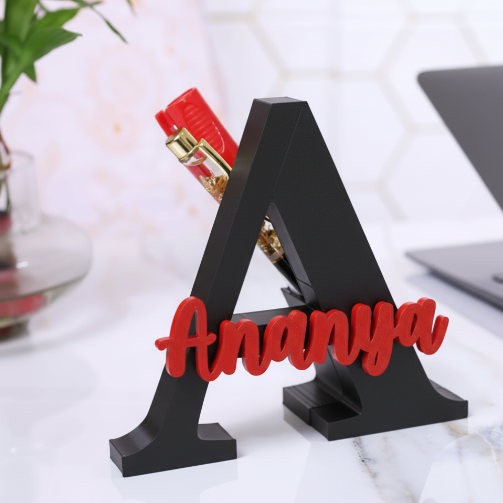 Moskai Name Customised 3D Pen Stand Initial Letter Pen Holder