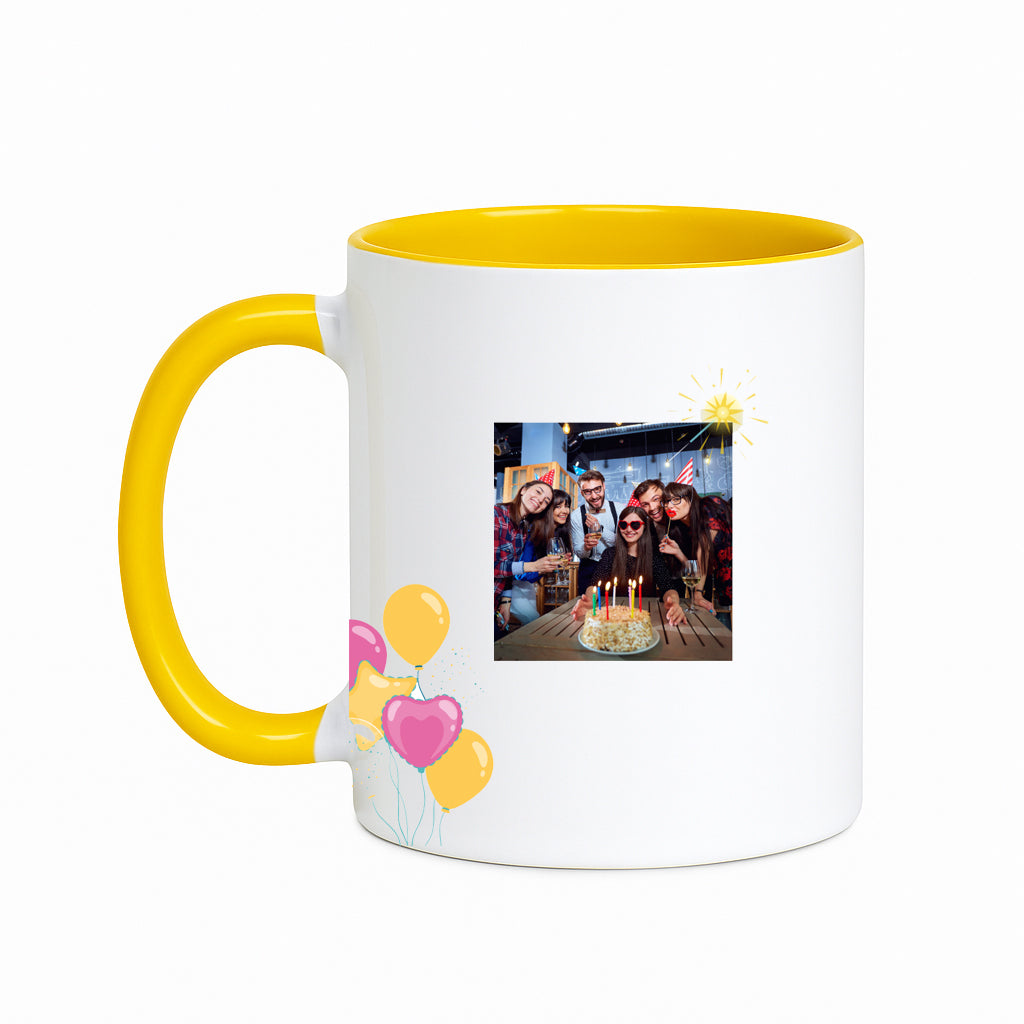 Yellow Birthday Mug with Photo & Message | Personalized Gift by Moskai