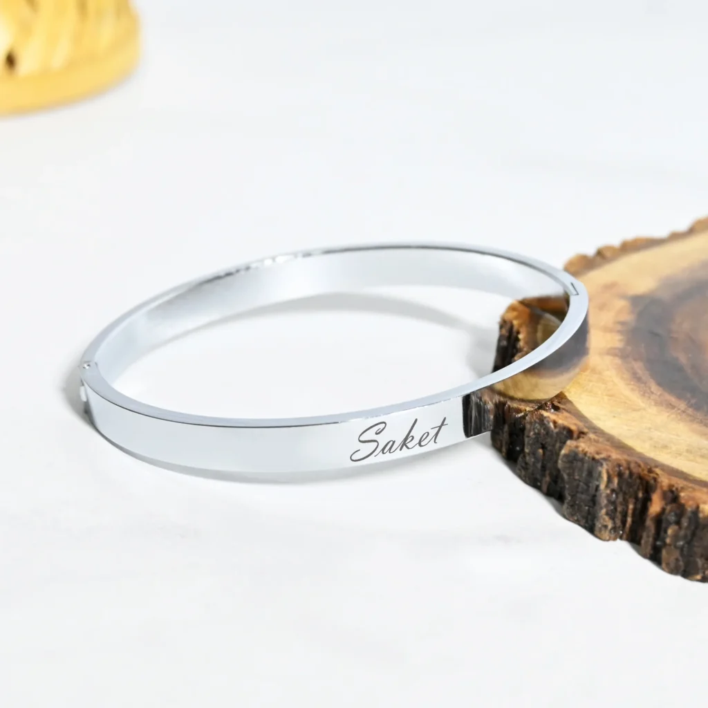 Personalised Silver name kada bracelet for men and women