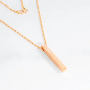 Customized Name Engraved Cuboid Bar Necklace