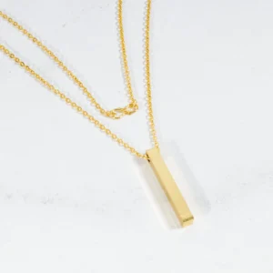 Customised Gold cuboid bar name necklace for men wife women husband sister brother boyfriend girlfriend