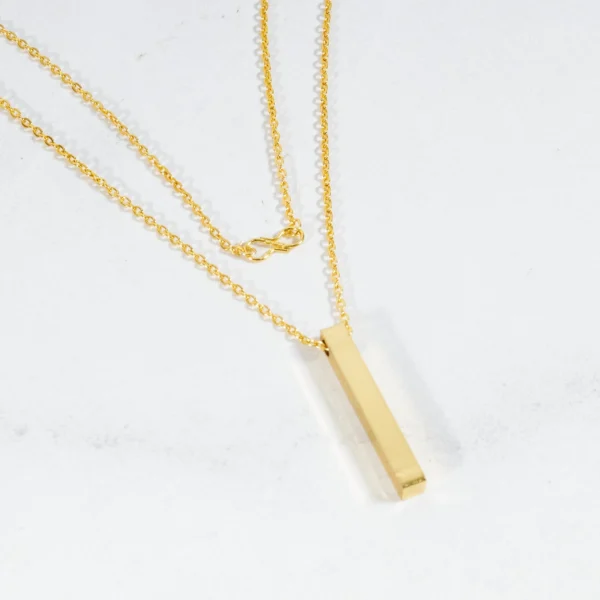 Customised Gold cuboid bar name necklace for men wife women husband sister brother boyfriend girlfriend