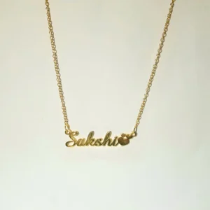 Personalised Name Heart Necklace Golden “Sakshi”