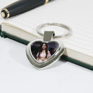 Metal Heart Photo Keychain