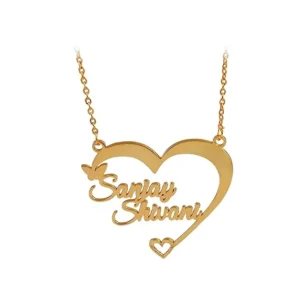 Personalized Heart Shape Double Name Necklace with Chain