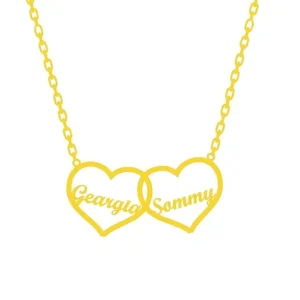 Personalized Heart Shape Double Name Necklace with Ur or Love One Name