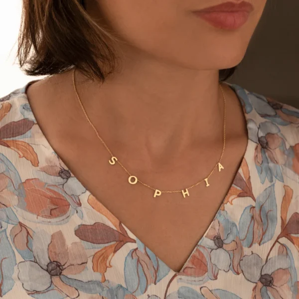 personalised spaced letter name necklace