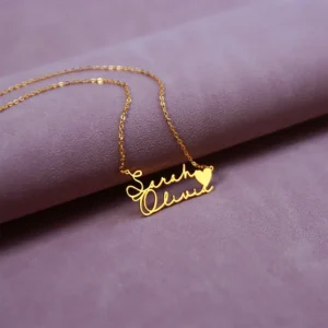 Personalized Double Name Necklace with Heart