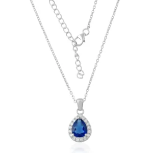 925 Sterling Silver Micro Pave Tear Drop Pendant with Chain