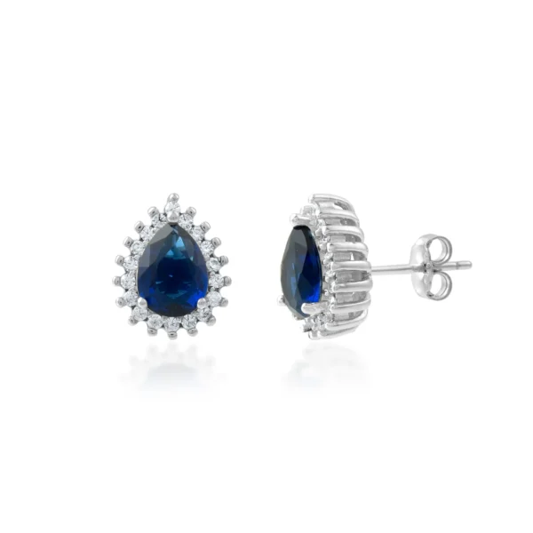 925 Sterling Silver Pendant Set with Blue stone